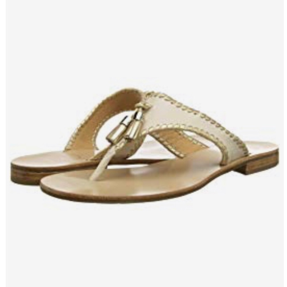 Jack Rogers Alana Sandals Bone/Gold 6.5
